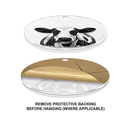Wirester Hanging Ornaments For Christmas Tree Holidays, Party, Car, Home, Office Decoration, Large 3 Inch Acrylic Ready To Hang Ornament - Cute Black Spot Cow #TOP3