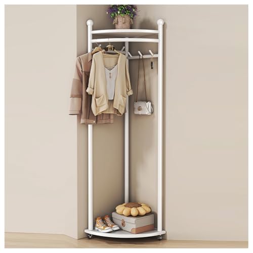 Armario esquinero ajustable con estante de acero al carbono resistente, diseño de ahorro de espacio para el hogar, entrada, dormitorio, sala de estar, color blanco h