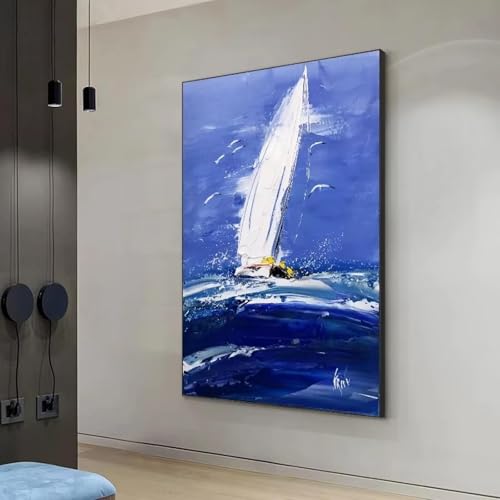 Toiles et cadres salon paysage oiseaux voilier en mer tableau déco moderne 30x40 cm