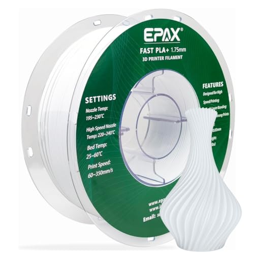 Image of EPAX High Speed PLA+ 3D Printer Filament, Fast PLA 3D Printing Filament, 1.75mm, Dimensional Accuracy + /- 0.03 mm, 1KG Spool (Cool White)