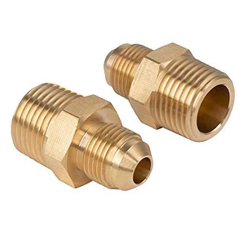Yardwe 2PCS 1/2 NPT to 3/8 Brass Flare Adapter Quick Coupler Set Solid Brass Practical Professional Durable Air Hose Connector for Air Operated Equipment Connecting