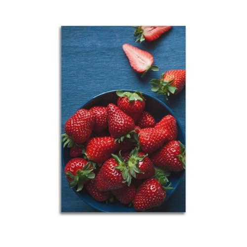 Décoration murale moderne fraises rouges 60x90 cm ZHOUKEG
