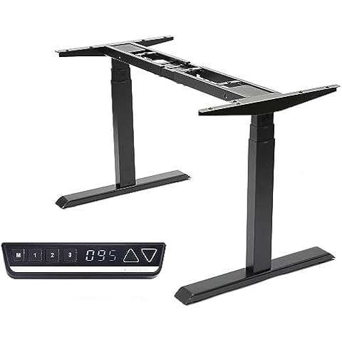 Fromann Electric 3 Tier Legs Dual Motor Standing Desk Frame Sit Stand up Height Adjustable Desk Base for Home and Office (Black) Cover