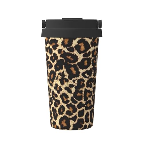 スポーツ水筒 ヒョウ柄 コーヒーカップ 500ml 魔法瓶 スポーツボトル 真空断熱 二重構造 保温ポット ステンレス製 大容量 おしゃれ ウォーターボトル ステンレスボトル 男女兼用 通勤 通学 車載用魔法瓶 アウトドア ドリンクカップ プレゼント