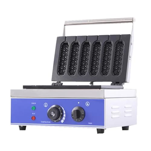 Máquina para hacer gofres de maíz crujiente de 6 piezas, máquina para hacer perritos calientes, calentamiento a temperatura constante, revestimiento antiadherente, máquina para desayuno asador de salc