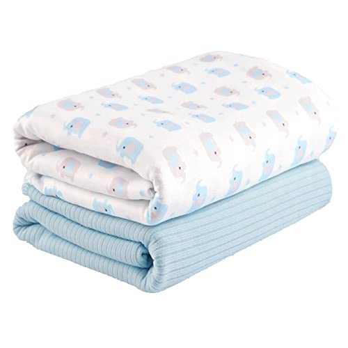 Image of Viviland Jersey Swaddle Blanket, Ultra Soft Stretchy Receiving Blanket, Baby Boy Newborn Swaddle Wrap, 40 x 30 inches, 2 Pcs, Elephant