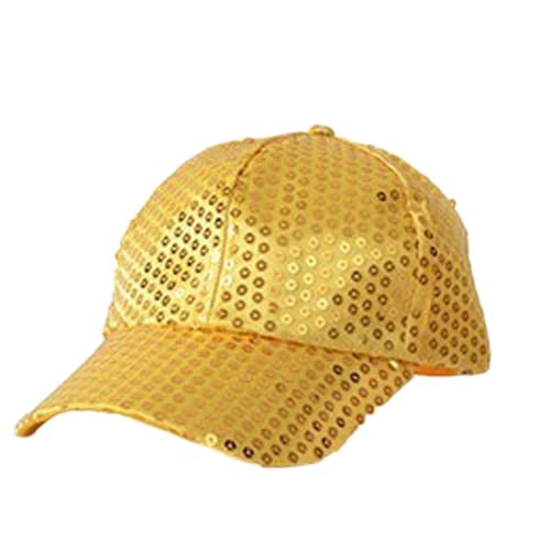 Gorra de béisbol, sombrero para el sol, gorra de lentejuelas de estrás, gorra de malla ajustable, gorra de béisbol, fiesta de hip-hop, para niñas y hombres, dorado, Talla única