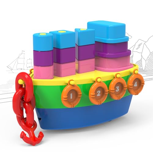 Li'l Wizards Stack A Boat 7 in 1|Nest 'N' Link,Pull Along Toy, Walking, Shape Sorting,Pretend Play|Learning Activity Toy, Multicolor |Birthday Gift fo