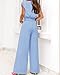 PRETTYGARDEN Two Piece Teacher Outfits For Women Casual Holiday Matching Sets Sexy Going Out Tops Wide Leg Pant Sets(Solid Light Blue,Small)