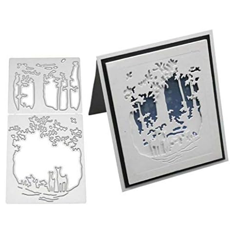 lamta1k Cutting Dies Deer Tree Metal DIY Scrapbook Emboss Paper Cards Making Stencil (Silver) Cover