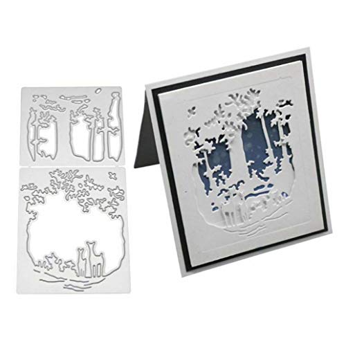 lamta1k Stanzschablonen Hirschbaum, Metall, DIY, Scrapbooking, Prägung, Papierkarten, Schablone, Silber (Silber) Cover