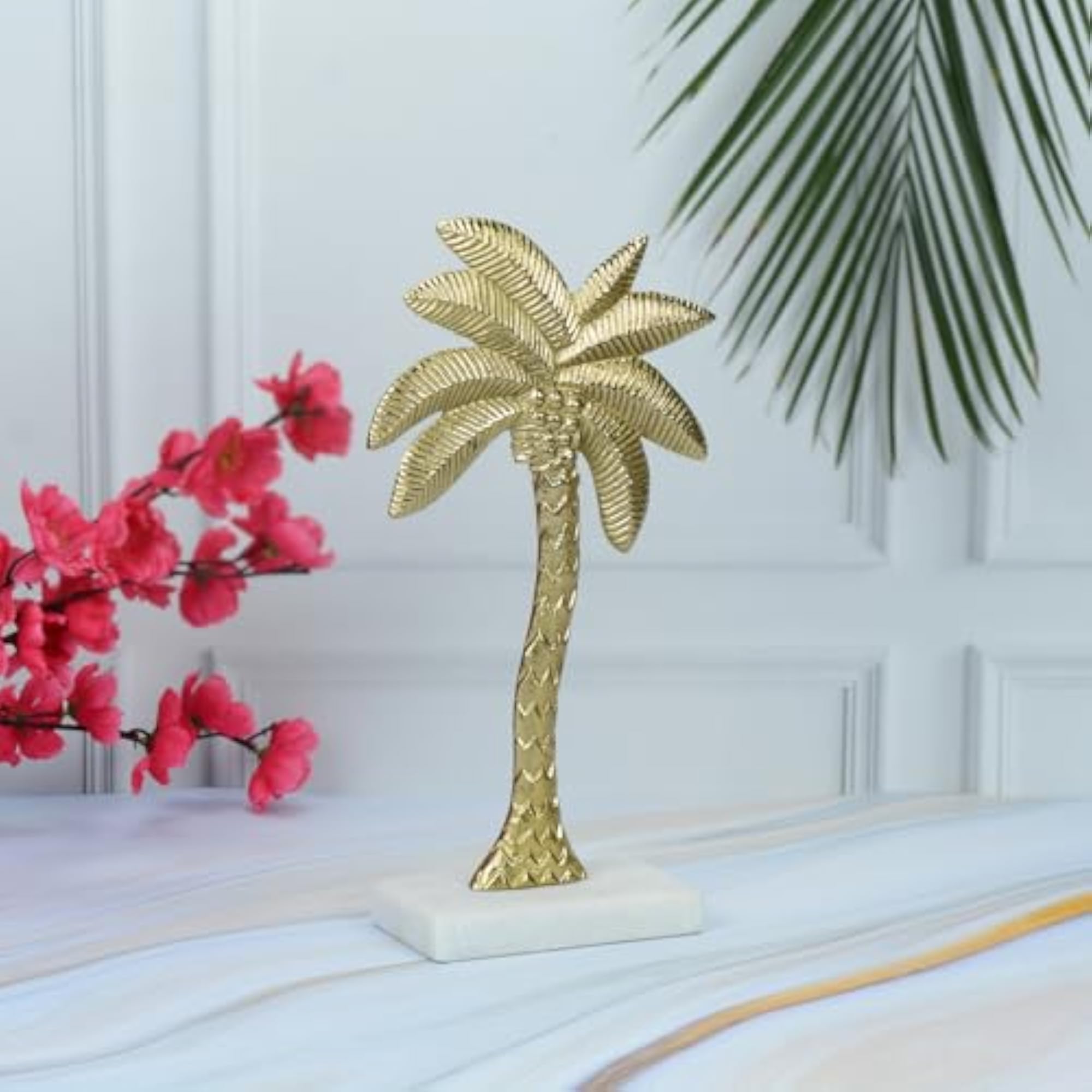 Coastal Gold Decor Palm Tree Sculpture for Home Decor