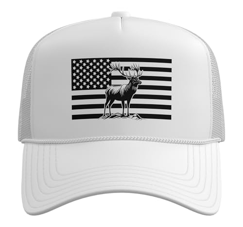 Image of Outdoor Antlers Elk Deer Hunting Trucker Hat with Adjustable Mesh Back