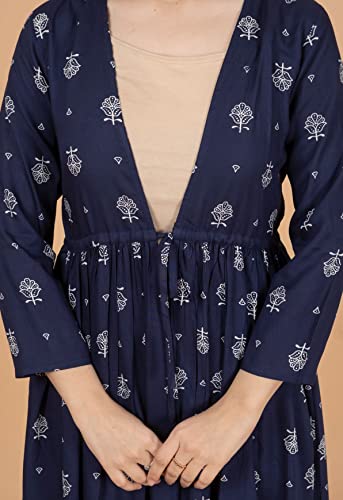 Image of Daevish Women's Tie Up Front Shrug Poncho Blue