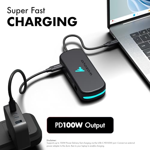 Image of Type C 6 in 1 Wozoyo Docking Station with 3XUSB 5Gbps (3.2 Gen 1),4K@60Hz HDMI,1Gbps Ethernet & PD 100W,USB-C Hub,Thunderbolt 4 Compatible,Universal Compatibility with macOS, Windows, Android & iOS