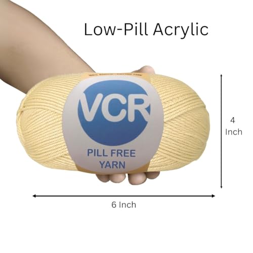 Image of VCR Vintage Cream Blue Yarn, Pill-Free Soft Knitting Yarn, 100 Grams Hank, 263 Meters Length, Low-Pill Acrylic Yarn, Soft Crosia Threads, Pack of 1, Suitable for Beanies, Caps and Gloves