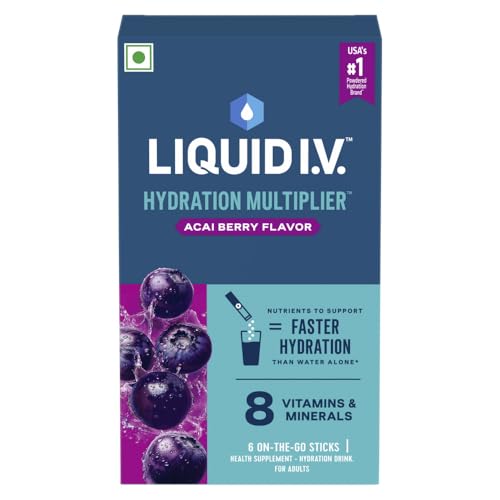 Liquid I.V.™ Hydration Multiplier™ - Acai Berry|6 Sticks = 3 LTRS| Hydration Drink Mix 16g