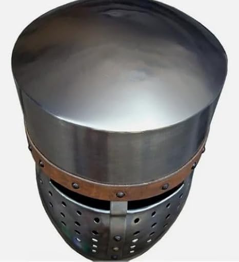 Medieval Knight Helmet Handcrafted Steel Barbute Crusader Helmet with Full Face Guard Viking Norman Style Armour for LARP, Cosplay, Reenactment & Display