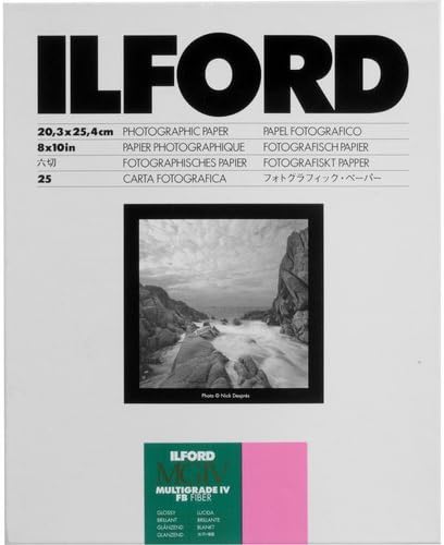 Ilford 1168109 Multigrade IV FB Fiber Based VC Variable Contrast Doubleweight Black & White Enlarging Paper - 8x10" - 25 Sheets - Glossy Surface for printing from conventional negatives and from XP2 SUPER negatives