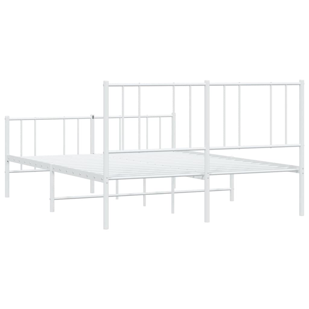 Telaio letto con testiera e pediera in metallo bianco 120 x 190 cm Cornice da letto per soggiorno Telaio per camera da letto Struttura del letto dell'hotel Adatto per camera da letto