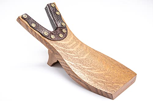 Chuck's Woodbarn - Beefcake Boot Jack Puller - Solid Oak Wood & Bison Leather - Premium Boot Accessories - Wood Boot Removal Tool For Cowboy Boots & More - Handcrafted In The Usa - Bullet Shells #TOP3