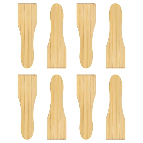 Kosmosta Lot de 8 Spatules Raclette en Bambou, mini grattoirs lisses en bois naturel, anti-rayures pour poêles à fromage, sûres pour poêles antiadhésives, grills raclette, fondue et petits ustensiles
