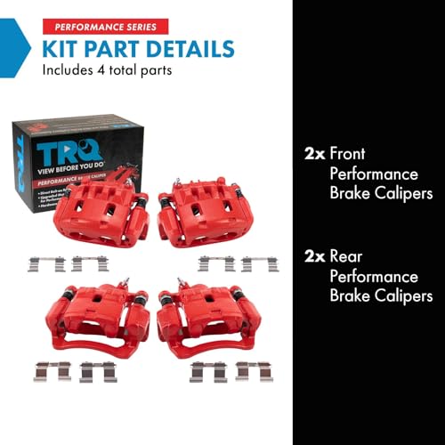 Image of TRQ Performance Front and Rear Brake Caliper Set Brackets Coated Compatible with 2009-2010 Subaru Forester