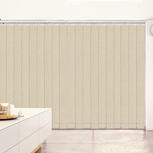 Letau 100% Blackout Fabric Vertical Window Shades, 3.5Inch Slat Fabric Thermal Insulated Energy Saving Uv Protection Decoration Vertical Window Blinds, Beige #TOP1
