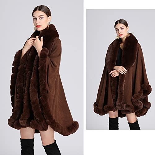 Obosoyo Ponchos for Women Shawls and Wraps Evening Dresses Faux Fur Collar Cloak Cape Pashmina4