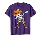 Dabbing Skeleton Cowboy Halloween Boys Men Funny Dab Dance T-Shirt