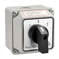 Heschen Universal-Drehschalter, SZW26-20/D202.2D, 660V 20A, ON-OFF-ON 3 Positionen, 2 Phasen, 8 Klemmen, mit Hauptschalter-Außenbox (Standard Box)