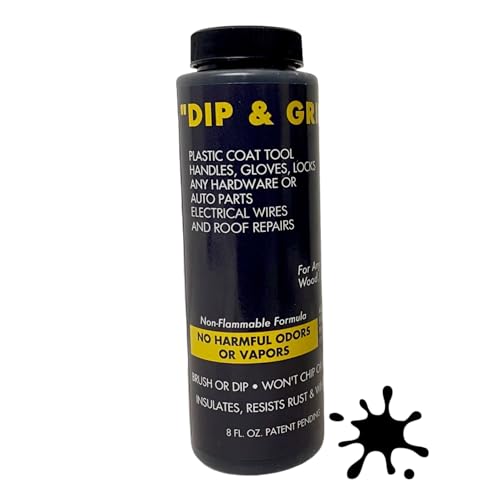 Dip And Grip (Black) Rubberized Plastic Coating Cables Resists Moisture Chemical Abrasion And Corrosion Slip Resistance Air Dry (Black) 8 Fl. Oz