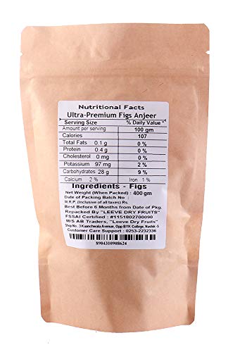 Image of Dried Figs (Anjeer) 400g | Naturally Sweet & Fiber Rich | Soft & Fresh Handpicked Dry Fruits | Healthy Snack | Leeve