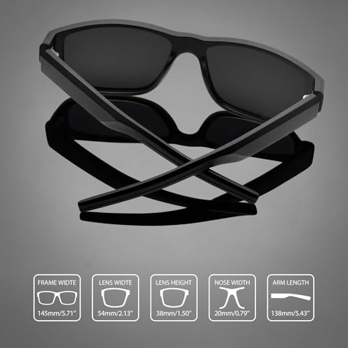 Image of Joopin Rectangle Sports Sunglasses Polarized UV Protection Shades for Men | Wrap Around Sun Glasses, Trendy Plastic Frame, TAC Lens, Safety, Driving, Running, Fishing, Cycling, Hiking