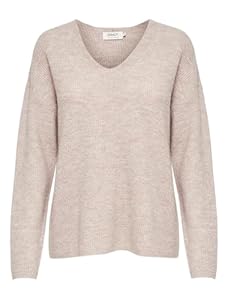 ONLY Damen ONLCAMILLA V-Neck L/S Strickpullover KNT 15204588, Pumice Stonedetail:Melange,M