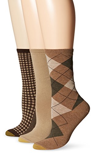 Gold Toe Women's Argyle Fashion/Flat Knit/Gingham Crew Sock