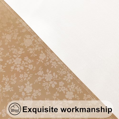 Image of Smiry Waterproof Heavy Duty Vinyl Fitted Tablecloth for 45 inch-56 inch Round Table | Elastic Plastic Table Cloth, Wipeable Washable Floral Patio Table Cover for Picnic, Kitchen and Dining, Brown