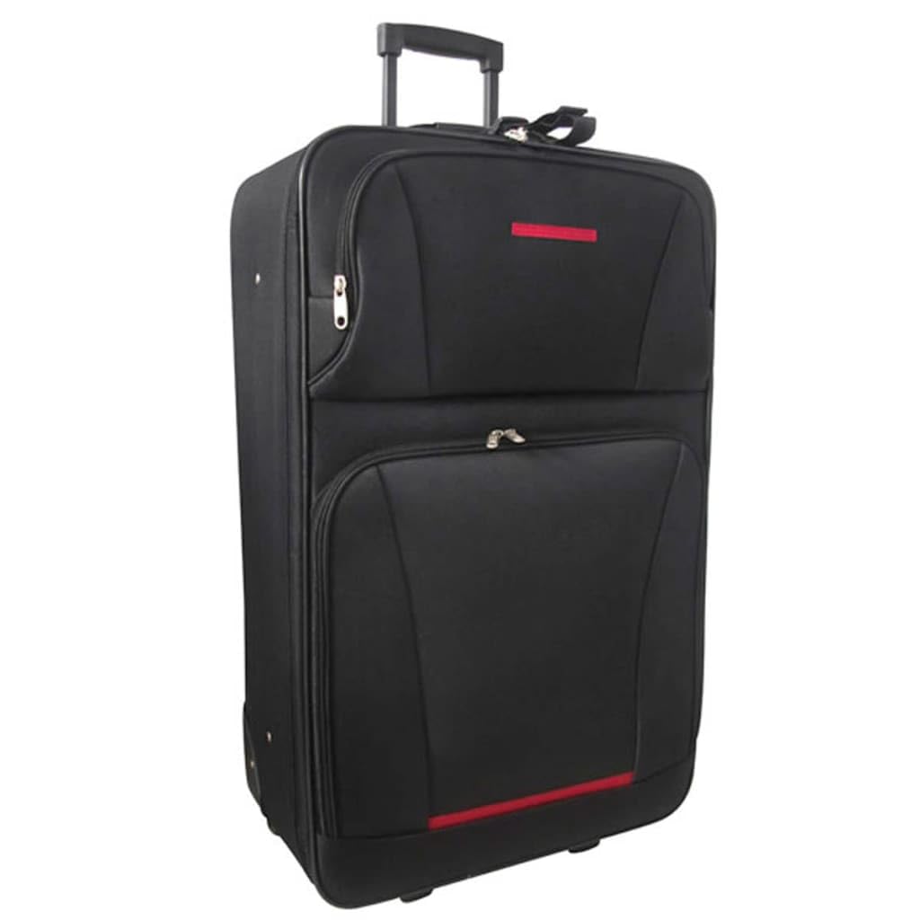 vidaXL Set Valigie da Viaggio 5 Pezzi, Tessuto con Rivestimento in PVC, Nero, Include Trolley S/M/L, Borsa da Viaggio e Beauty Case, Manico Telescopico Estraibile, Accessori da Viaggio