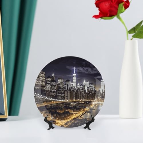 Plato decorativo de porcelana Bone China estilo New York Night 6 pulg miniatura 6