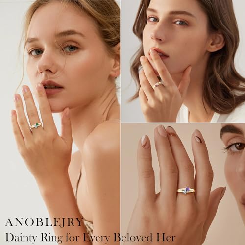 Gold Birthstone Rings for Women Non Tarnish Adjustable Ring Blue Purple Gold Heart CZ Ring Wedding Engagement Promise Rings Best Friend Birthday Gifts for Women3