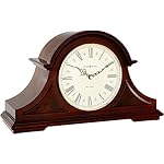 Howard Miller Burton II Mantel Clock, Decorative Top Molding with Triangular Burl Overlays, Analog Dial Roman Numerals Triple-Chime Movement, Volume Control Timepiece for Home Decor & Office - Image 2