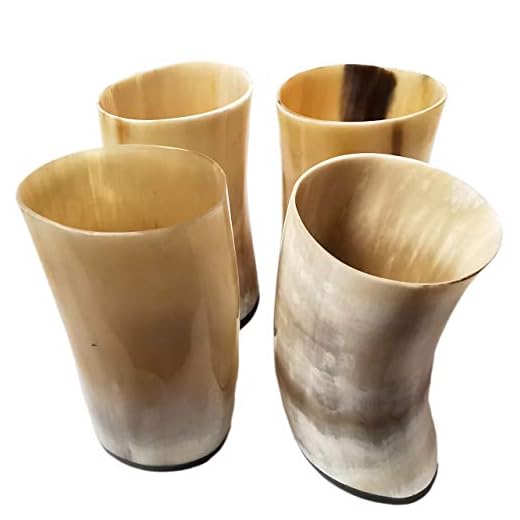 Mythrojan Viking drinkhoornglas, Noors, middeleeuws kort glas, in set van 4