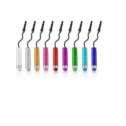 Chromo Inc Vibrant Color Coded Matching Tips Mini Capacitative Stylus Set for iPhone 5/4S/4/3GS, Apple iPad Mini, iPad 4, iPad 3 and all other Touchscreen Devices - 10 Pack