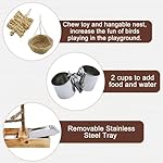 Mogoko Natural Bird Playground Bird Perches, Bird Cage Accessories, Bird Toys Playground, Bird Perch Stand Parrot Stand, Includes 2 Stainless Steel Cups and Removable Tray - Image 5