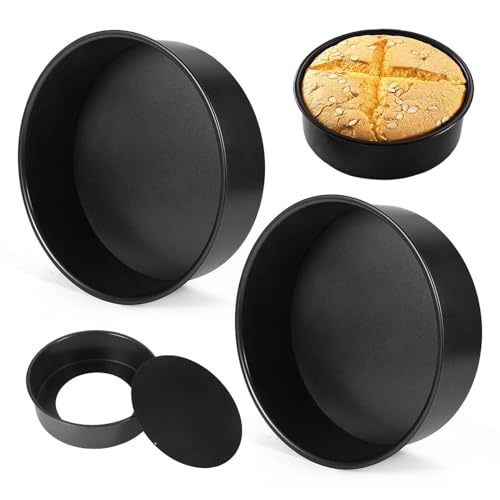 Parthan 8 inch Cake Tins Set of 2, Deep Cake Tin for Baking, Birthday & Wedding, Removable Bottom Cake Pan, Non-Stick Round Cake for Baking Roasting Serving, Stainless Steel Cake Tins