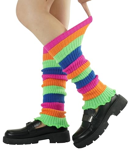 Image of BomKinta Leg Warmers for Women - Soft Fashion Knit Calf Accessories Gifts - Cute 80s Ruffle Leg Sleeves for Party Yoga