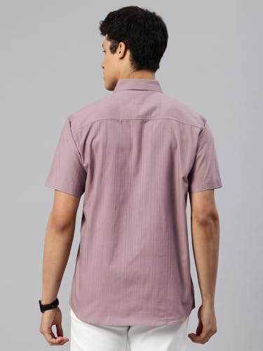 Image of Majestic Man Men's Pure Cotton Dobby Weave Checks Slim Fit Half Sleeve Casual Shirt