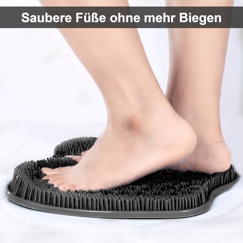 BESKAR Fußwäscher Bath Massage Pad mit Rutschfesten Saugnäpfen, Fuss Wäscher Dusche zum Reinigen der Füße Peeling No Bend, Fußpunkte Reflexzonenmatte zur Entspannung der Füße 2