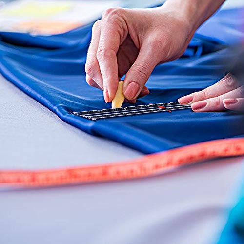 CZWESTC 8 Pcs Sewing Measuring Rulers, Aluminum Sliding Gauge, Quilting Knitting Measuring Rulers, Sewing Seam Gauge for Beginner Crafting Sewing Measuring (Blue & Red)
