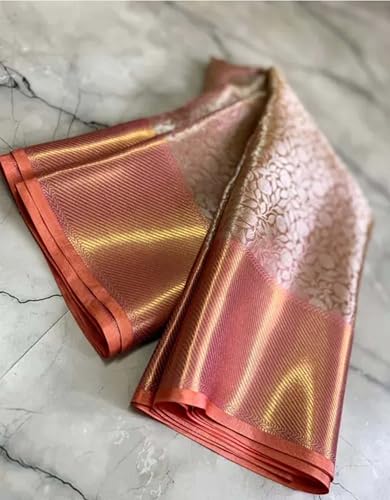 Generic peach kanchipuram silk saree – image 2